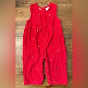 Baby Togs Red Heart Corduroy Romper Jumper (12M)